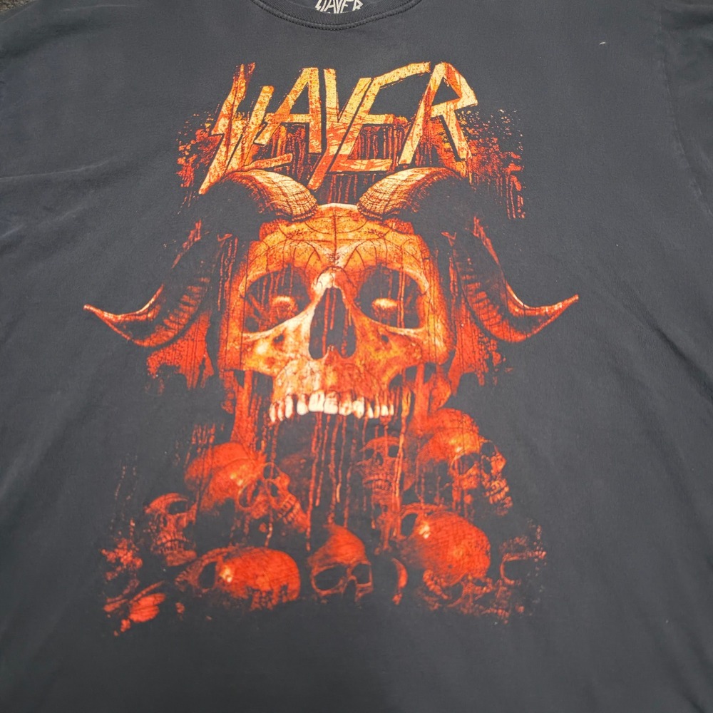 Slayer Band T-Shirt Mens 2X Black Horned Skull Graphic Tee 2019 Metal Rock
